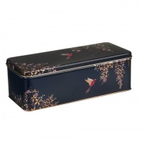 Hummingbird Print on a Navy Blue Rectangular Tin by Sara Miller